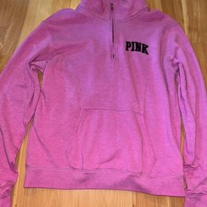Pink 3/4 Zip Pullover Sweatshirt